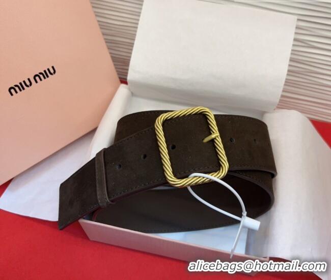 Best Product Miu Miu Wide Belt 5cm in Suede and Calfskin Leather MM26010403 Dark Brown 2025