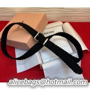 Well Crafted Miu Miu Woven Suede Belt 3cm with Pin Buckle MM031701 Black 2026