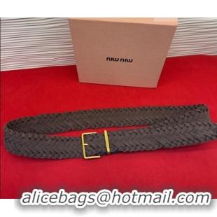 Grade Quality Miu Miu Woven Suede Belt 4.5cm with Pin Buckle MM031701 Dark Brown 2026