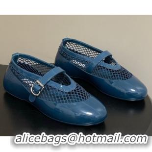 Best Product Alaia Ballets Flat in Fishnet & Rubber Overshoes Blue 2025 AL020704