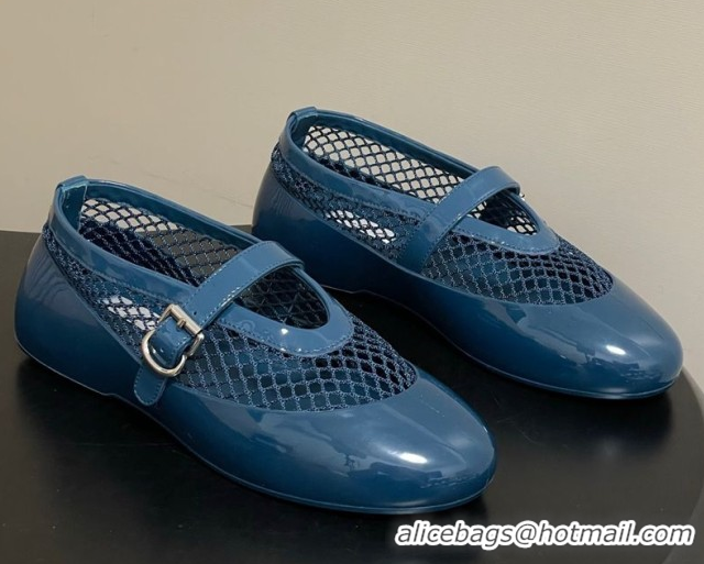 Best Product Alaia Ballets Flat in Fishnet & Rubber Overshoes Blue 2025 AL020704