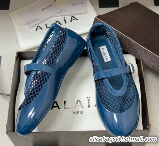 Best Product Alaia Ballets Flat in Fishnet & Rubber Overshoes Blue 2025 AL020704