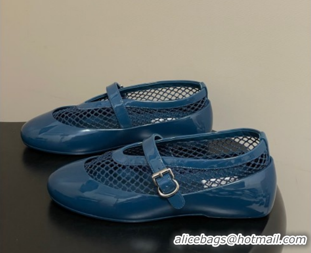 Best Product Alaia Ballets Flat in Fishnet & Rubber Overshoes Blue 2025 AL020704