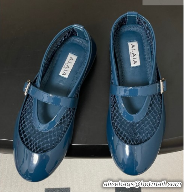 Best Product Alaia Ballets Flat in Fishnet & Rubber Overshoes Blue 2025 AL020704