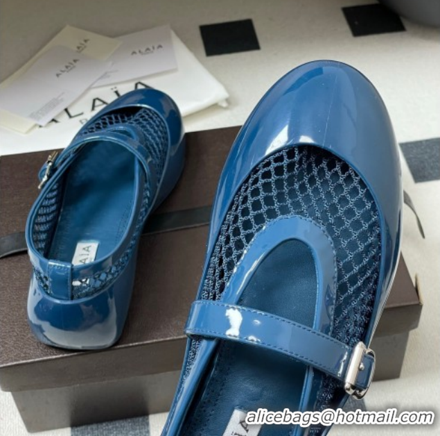 Best Product Alaia Ballets Flat in Fishnet & Rubber Overshoes Blue 2025 AL020704