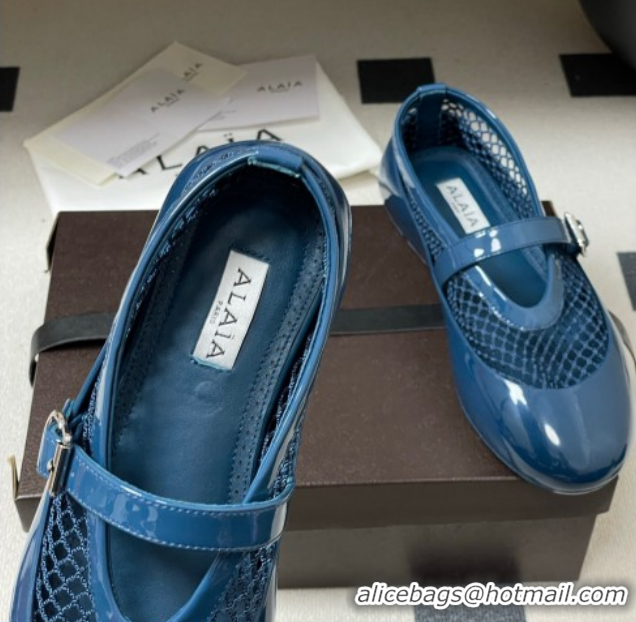 Best Product Alaia Ballets Flat in Fishnet & Rubber Overshoes Blue 2025 AL020704