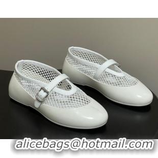 Good Product Alaia Ballets Flat in Fishnet & Rubber Overshoes White 2025 AL020704