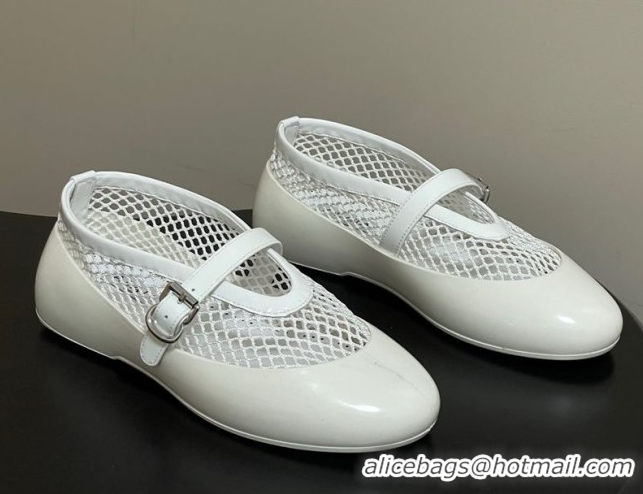 Good Product Alaia Ballets Flat in Fishnet & Rubber Overshoes White 2025 AL020704