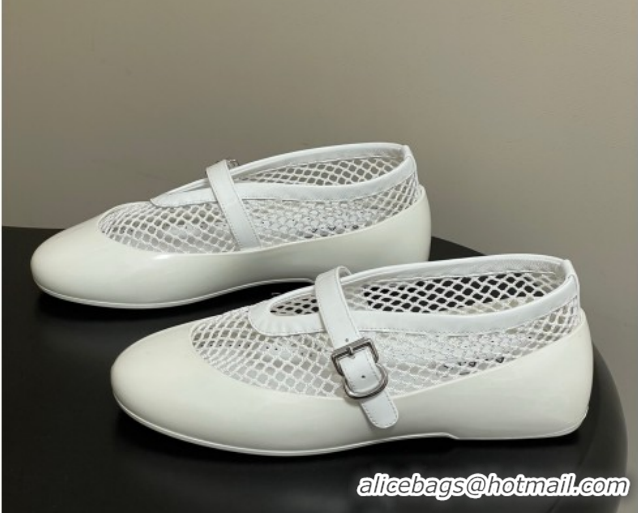 Good Product Alaia Ballets Flat in Fishnet & Rubber Overshoes White 2025 AL020704