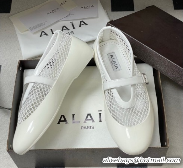 Good Product Alaia Ballets Flat in Fishnet & Rubber Overshoes White 2025 AL020704