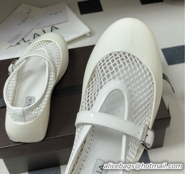 Good Product Alaia Ballets Flat in Fishnet & Rubber Overshoes White 2025 AL020704