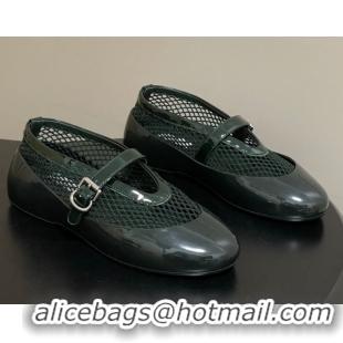 Buy Luxury Alaia Ballets Flat in Fishnet & Rubber Overshoes Green 2025 AL020704