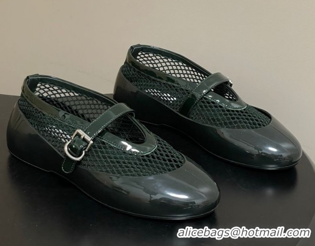 Buy Luxury Alaia Ballets Flat in Fishnet & Rubber Overshoes Green 2025 AL020704
