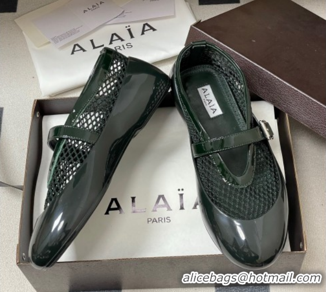 Buy Luxury Alaia Ballets Flat in Fishnet & Rubber Overshoes Green 2025 AL020704