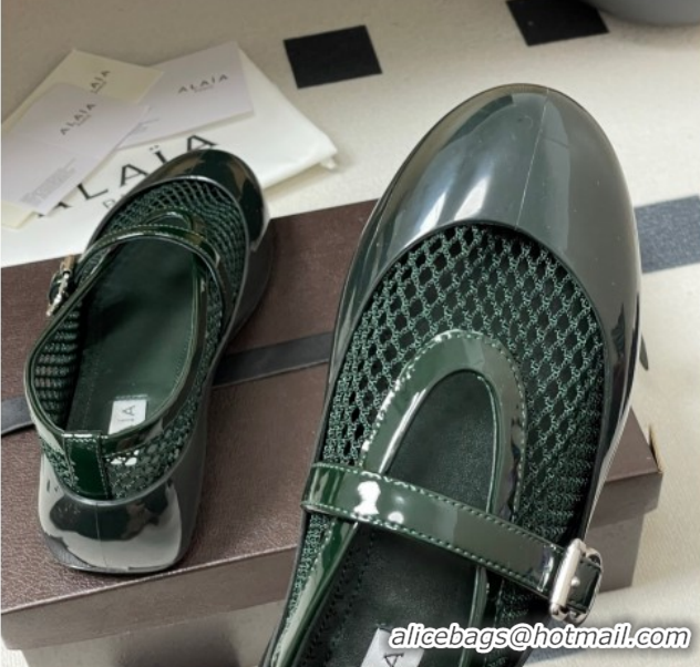 Buy Luxury Alaia Ballets Flat in Fishnet & Rubber Overshoes Green 2025 AL020704