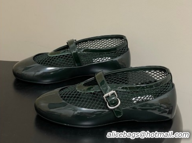 Buy Luxury Alaia Ballets Flat in Fishnet & Rubber Overshoes Green 2025 AL020704