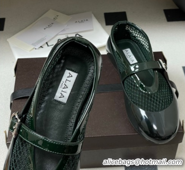 Buy Luxury Alaia Ballets Flat in Fishnet & Rubber Overshoes Green 2025 AL020704