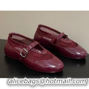 Unique Style Alaia Ballets Flat in Fishnet & Rubber Overshoes Burgundy 2025 AL020704
