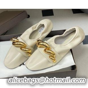 Popular Style Alaia Jewel Slippers Flat in Leather White 2026 AL020705