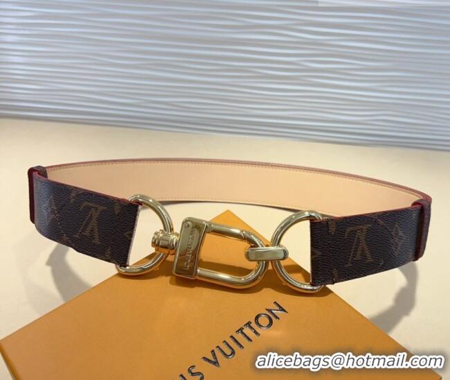 Promotional Louis Vuitton Monogram Canvas and Chain Belt 4cm 0820 Nude 2024
