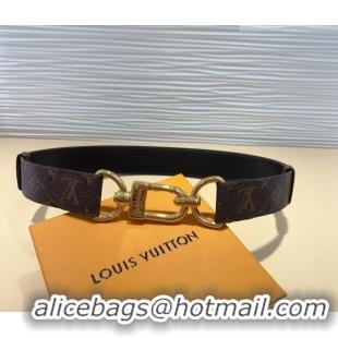 Good Taste Louis Vuitton Monogram Canvas and Chain Belt 4cm 0820 Black 2024