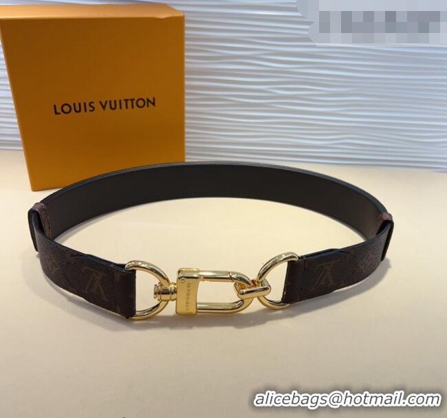 Good Taste Louis Vuitton Monogram Canvas and Chain Belt 4cm 0820 Black 2024