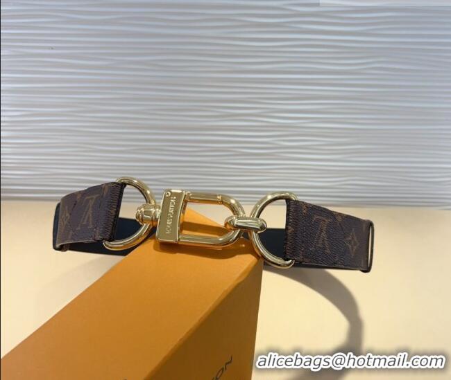 Good Taste Louis Vuitton Monogram Canvas and Chain Belt 4cm 0820 Black 2024
