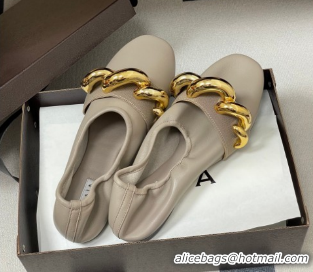 Discount Alaia Jewel Slippers Flat in Leather Grey 2026 AL020705