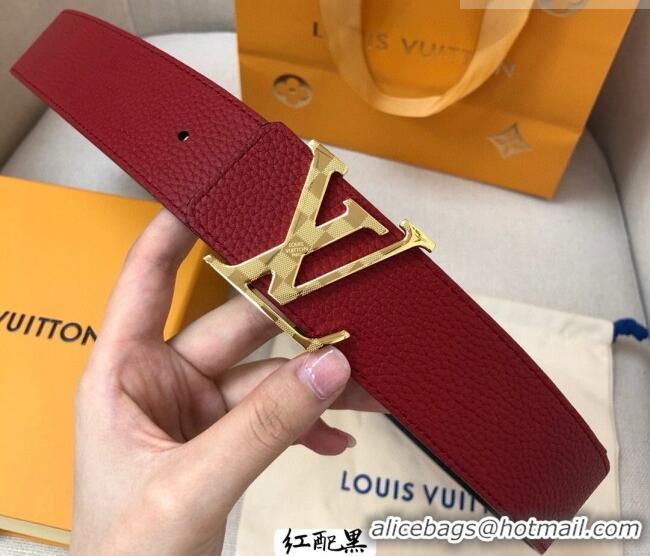Best Product Louis Vuitton Grained Calfskin Belt 4cm 1127 Red 2024