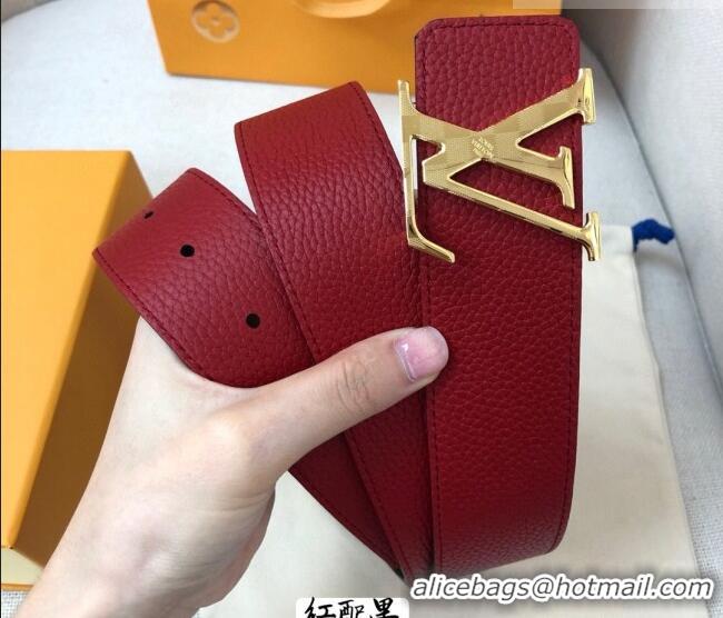 Best Product Louis Vuitton Grained Calfskin Belt 4cm 1127 Red 2024