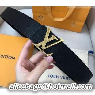 Best Product Louis Vuitton Grained Calfskin Belt 4cm 1127 Black/Gold 2024