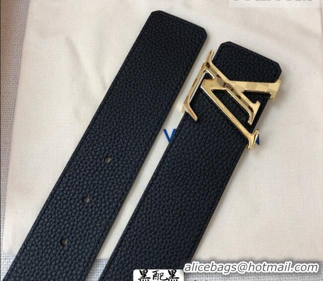 Best Product Louis Vuitton Grained Calfskin Belt 4cm 1127 Black/Gold 2024