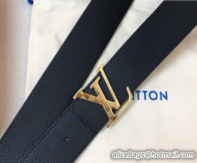 Best Product Louis Vuitton Grained Calfskin Belt 4cm 1127 Black/Gold 2024