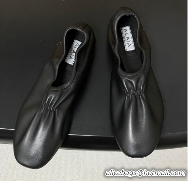 Cheap Price Alaia Slippers Flat in Calfskin Leather Black 2026 AL020706