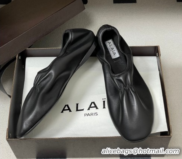 Cheap Price Alaia Slippers Flat in Calfskin Leather Black 2026 AL020706
