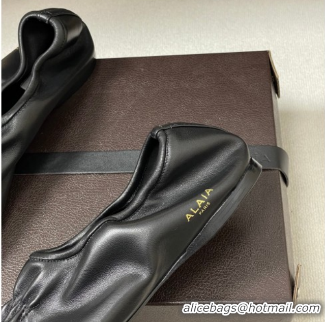 Cheap Price Alaia Slippers Flat in Calfskin Leather Black 2026 AL020706