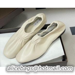 Shop Duplicate Alaia Slippers Flat in Calfskin Leather White 2026 AL020706