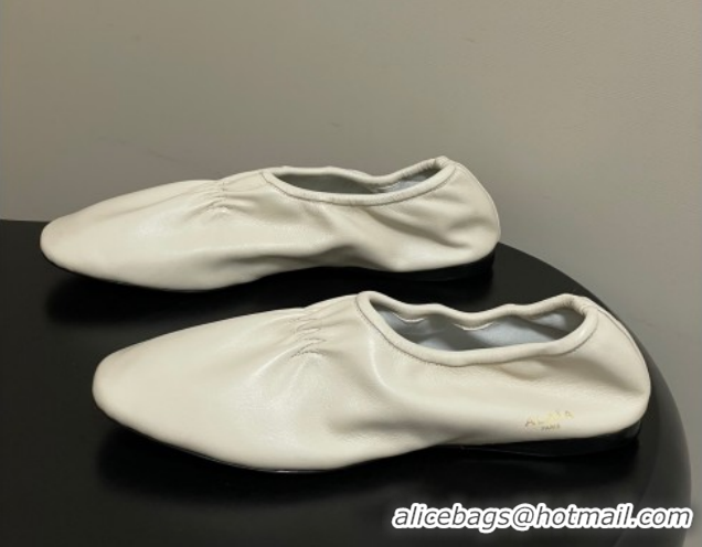 Shop Duplicate Alaia Slippers Flat in Calfskin Leather White 2026 AL020706