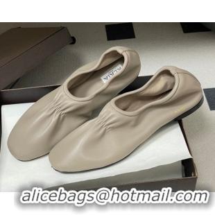 Sumptuous Alaia Slippers Flat in Calfskin Leather Grey 2026 AL020706