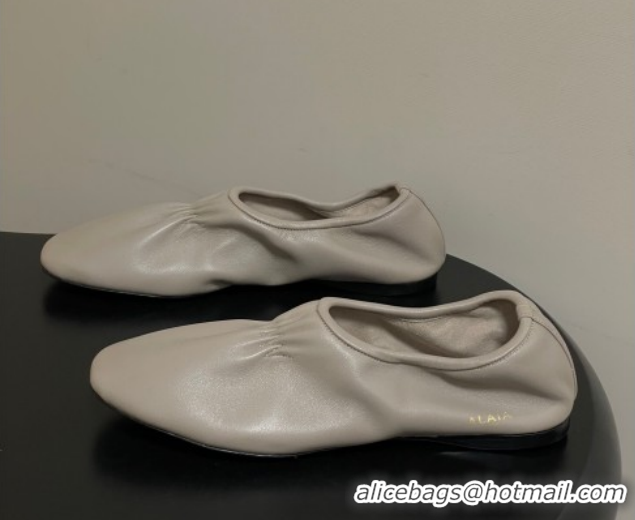 Sumptuous Alaia Slippers Flat in Calfskin Leather Grey 2026 AL020706