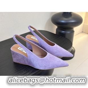 Perfect Alaia Cube Wedge Slingbacks Pump 7.5cm in Suede Purple 2026 AL020707