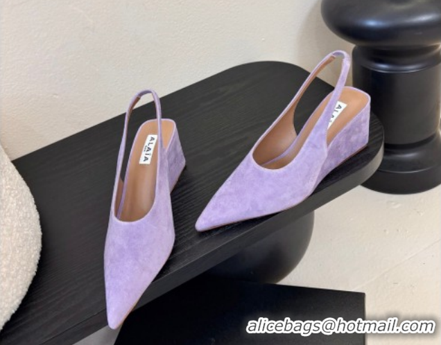 Perfect Alaia Cube Wedge Slingbacks Pump 7.5cm in Suede Purple 2026 AL020707