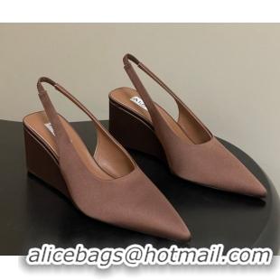 Stylish Alaia Cube Wedge Slingbacks Pump 7.5cm in Satin Brown 2026 AL020707