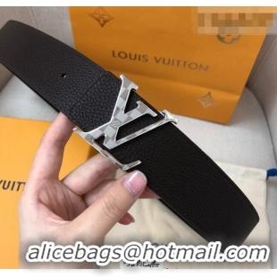 Top Design Louis Vuitton Grained Calfskin Belt 4cm 1127 Coffee Brown/Black 2024