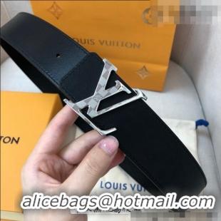 Best Grade Louis Vuitton Grained and Smooth Calfskin Belt 4cm 1127 Black 2024