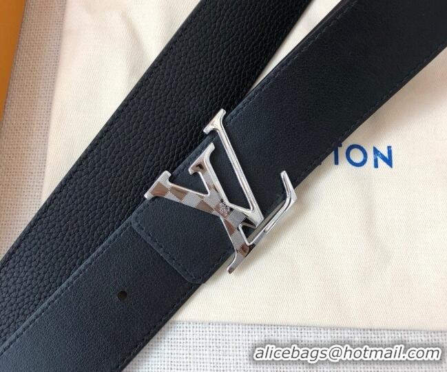 Best Grade Louis Vuitton Grained and Smooth Calfskin Belt 4cm 1127 Black 2024