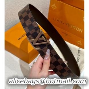 Well Crafted Louis Vuitton Men's Belt 4cm with Metal-Tone Epi LV Buckle Damier Ebene Canvas LV011001 2025