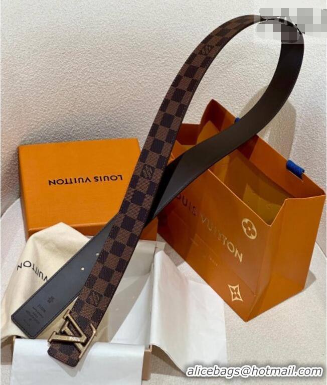 Well Crafted Louis Vuitton Men's Belt 4cm with Metal-Tone Epi LV Buckle Damier Ebene Canvas LV011001 2025
