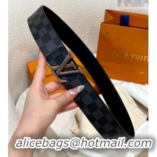 Trendy Design Louis Vuitton Men's Belt 4cm with Metal-Tone Epi LV Buckle Black Damier Canvas LV011001 2025