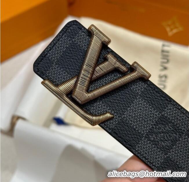 Trendy Design Louis Vuitton Men's Belt 4cm with Metal-Tone Epi LV Buckle Black Damier Canvas LV011001 2025